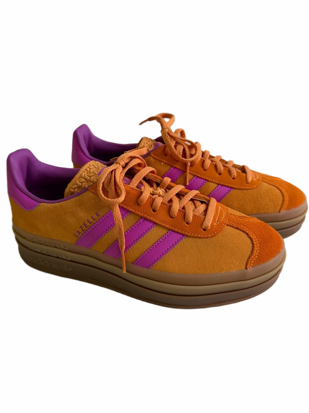 adidas Orange and Purple Gazelle Platform Sneakers NWT